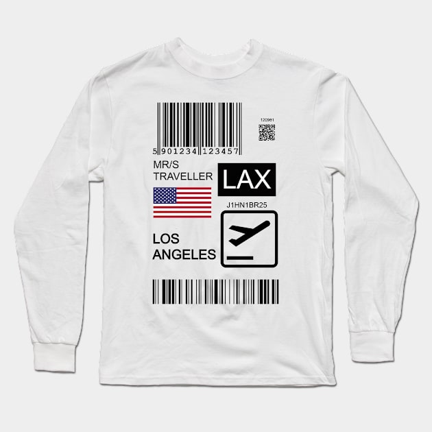 Los Angeles USA travel ticket Long Sleeve T-Shirt by Travellers